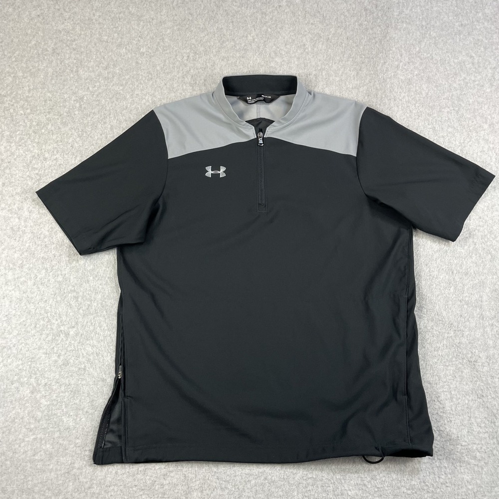 Under Armour Windshirt Men's Small Black Gray Ultimate Short Sleeve 1/2 Zip